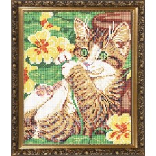 Схема для вышивки бисером «Котенок в цветах» (Схема или набор)